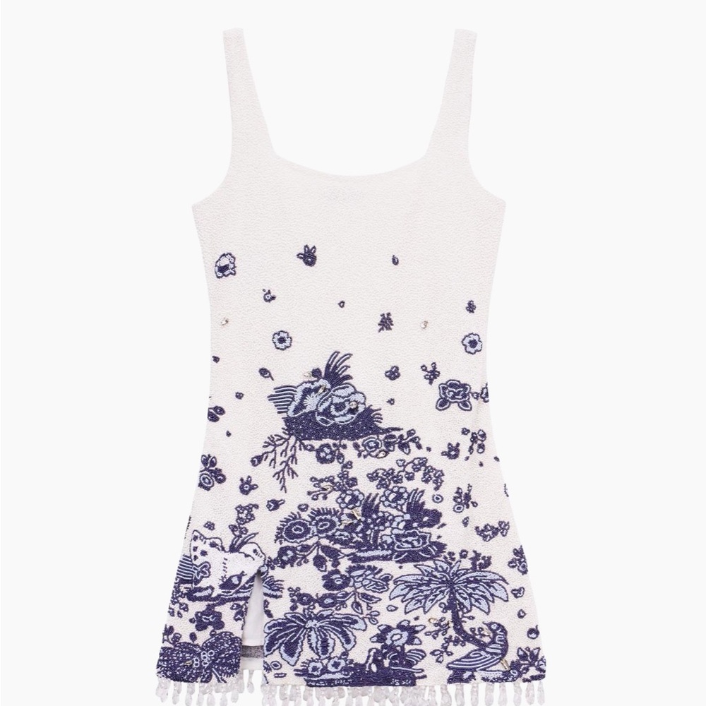STAUD le sable floral beaded minidress